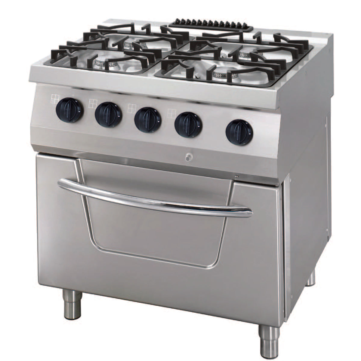 Cuisinière à gaz professionnelle 4 brûleurs 33 kW four électrique