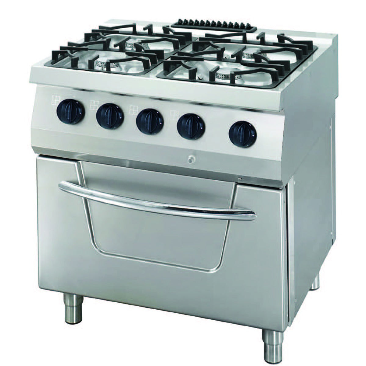 Cuisinière - 4 brûleurs + four GN 2/1 - 31 kW - gamme 700 (prof. 70 cm) - gaz
