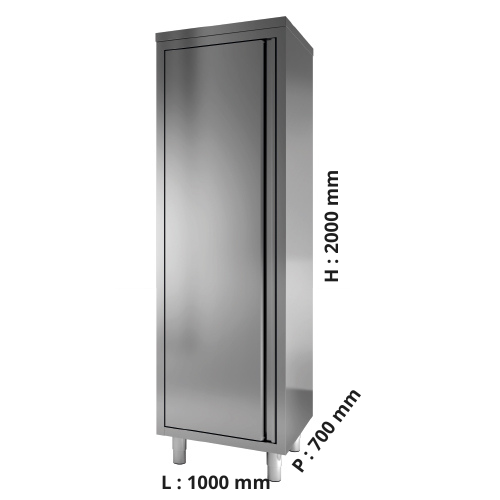 Armoire de rangement inox Hauteur 2000 - Portes battantes - P700