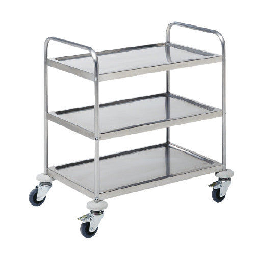 Chariot de service inox - 1000 x 600 x 940 - 2 à 3 niveaux de rangement - sur roulettes