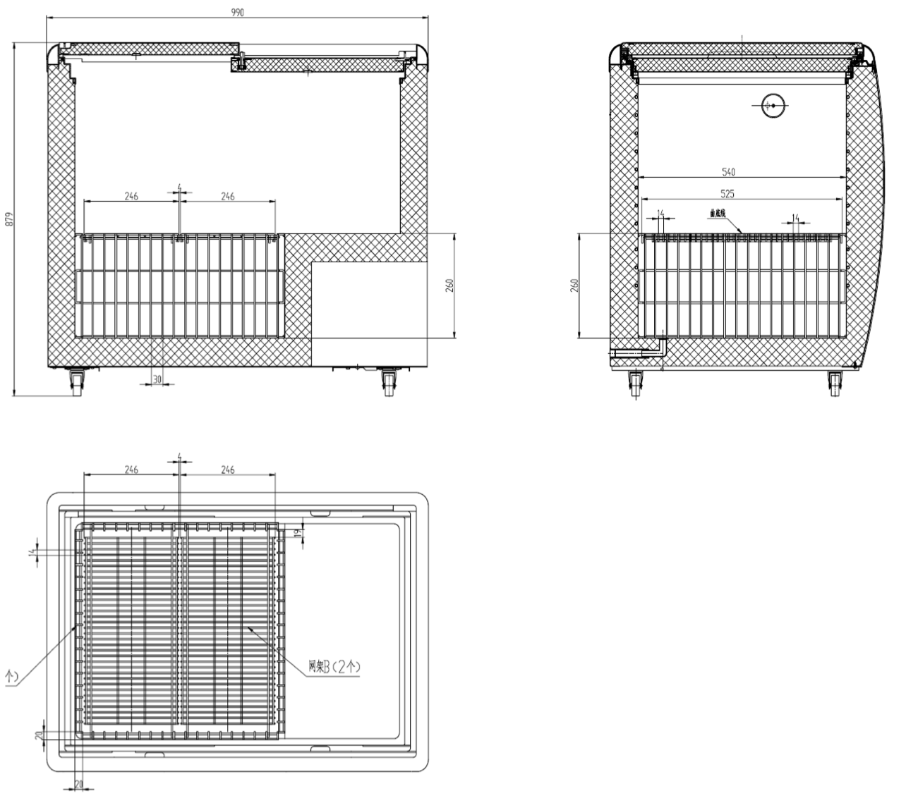 Bahut positif - 2 portes coulissantes
