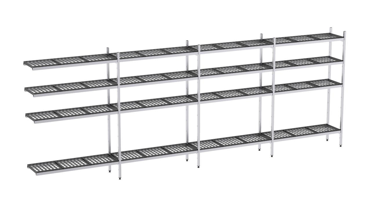 Rayonnage Aluminium Angle 5626×370 2000 4 Niveaux - Distform EAA00664