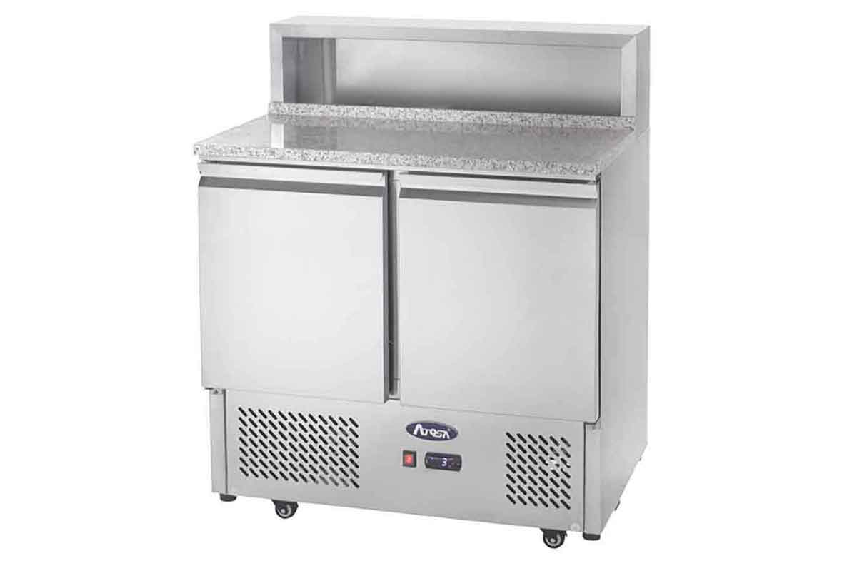 Meuble a pizzas compact dessus inox 2 portes