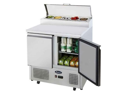 Table de préparation - 2 portes - Couvercle inox