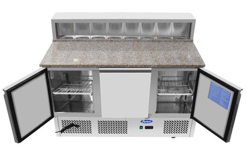 Table à pizza granit - 3 portes - Comptoir Inox