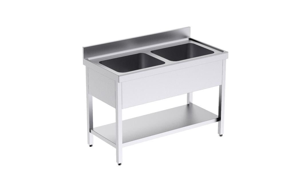 Bâti Avec Plonge 1000×600 Double Et Étagère - Distform FB2E6100