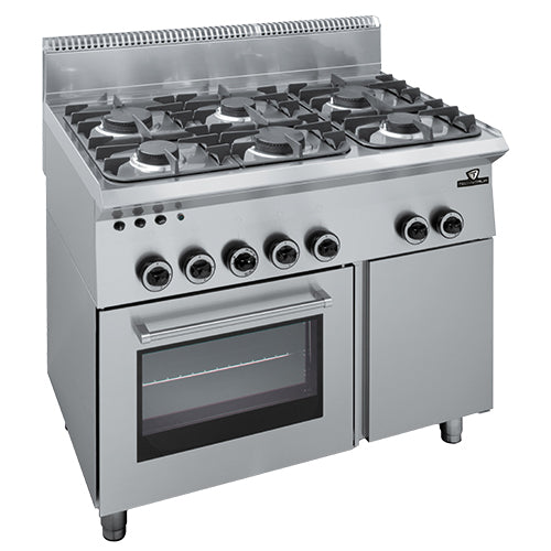 Fourneau à gaz 6 feux sur four