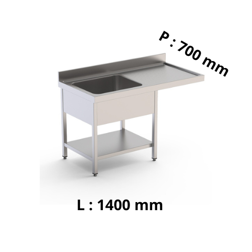 Plonge simple bac avec passage lave-vaisselle P700