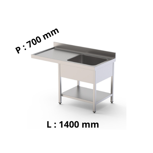 Plonge simple bac avec passage lave-vaisselle P700