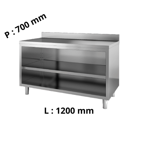 Meuble de rangement inox - Adossé - Hauteur réglable 850 à 900 - Ouvert - P700