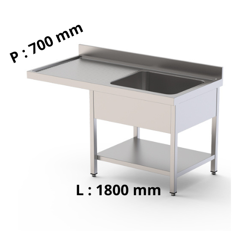 Plonge double bac avec passage lave-vaisselle à gauche P700