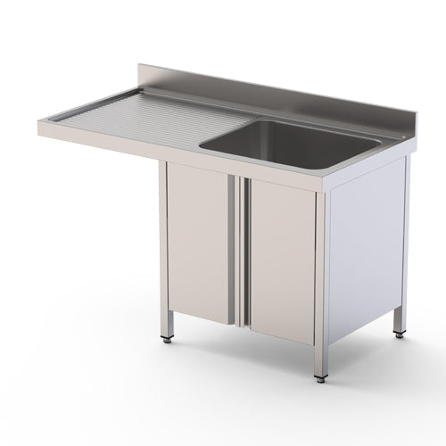 Plonge simple bac avec passage lave-vaisselle sur placard fermé P600