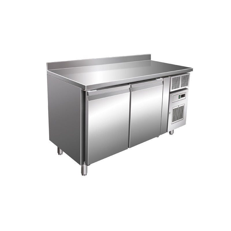 Desserte réfrigérée positive 260 L - 2 portes - Avec groupe logé - Avec dosseret - Hauteur 960 mm - Nosem