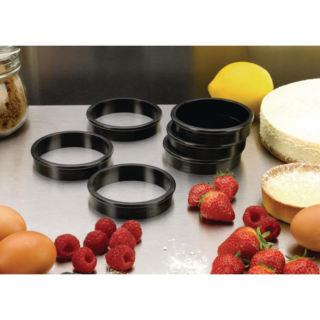 Cercles à tarte Exoglass Matfer Bourgeat 80 mm (lot de 6) - Matfer Bourgeat - FA984