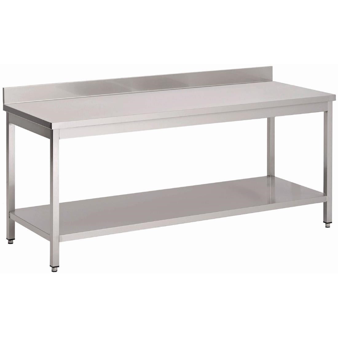 Table inox avec étagère basse et dosseret Gastro M 700 x 700 x 890mm - Gastro M - GN130