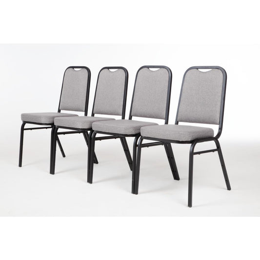 Chaise de banquet avec dossier carré et tissu gris Bolero lot de 4 - Bolero - DA602