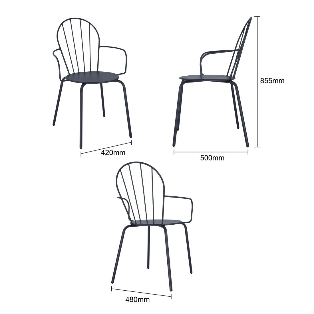 Fauteuils Bolero Adeline bleu ardoise (lot de 4) - Bolero - HZ358
