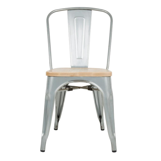 Chaises en acier avec assise en bois Bolero (lot de 4) - Bolero - GM642