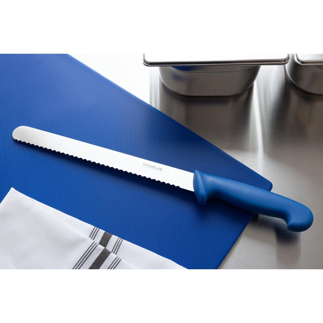 Couteau à génoise dentelé Hygiplas bleu 254 mm - Hygiplas - FX120