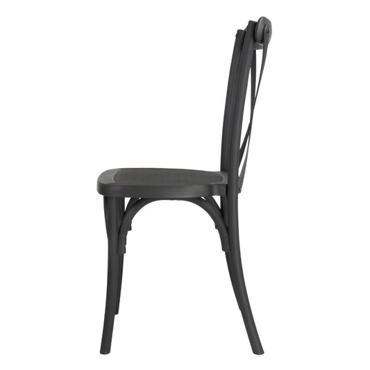 Chaises en résine à dossier croisé Manhattan Bolero noires (lot de 4) - Bolero - HW283