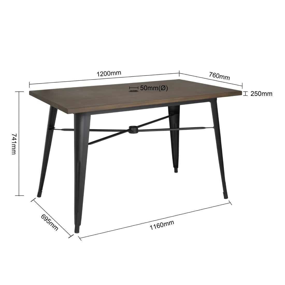Table d'extérieur en aluminium et bois Bolero Complete 120x76 cm bois noir - Bolero - FT955