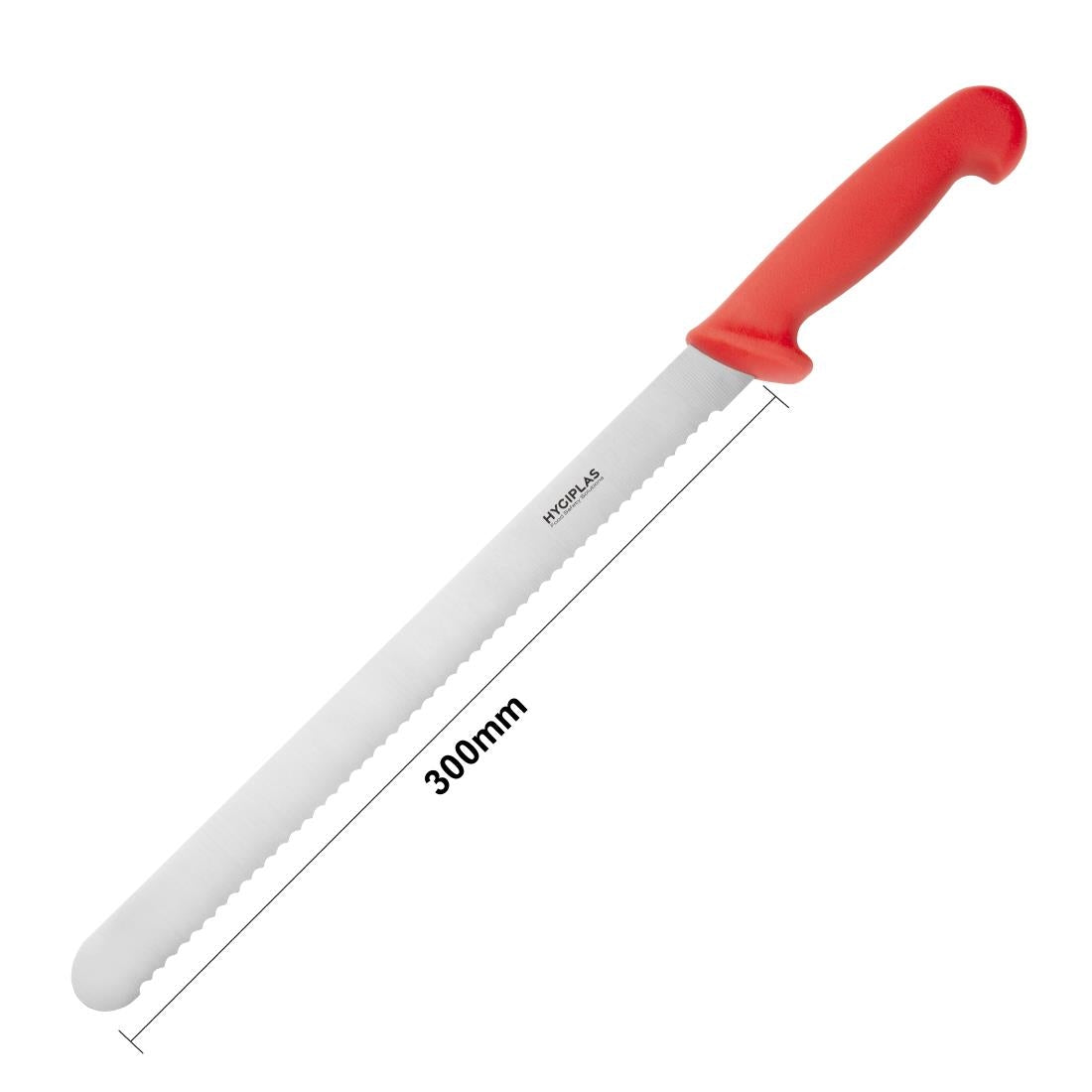 Couteau à génoise dentelé Hygiplas rouge 30,5cm - Hygiplas - FX117