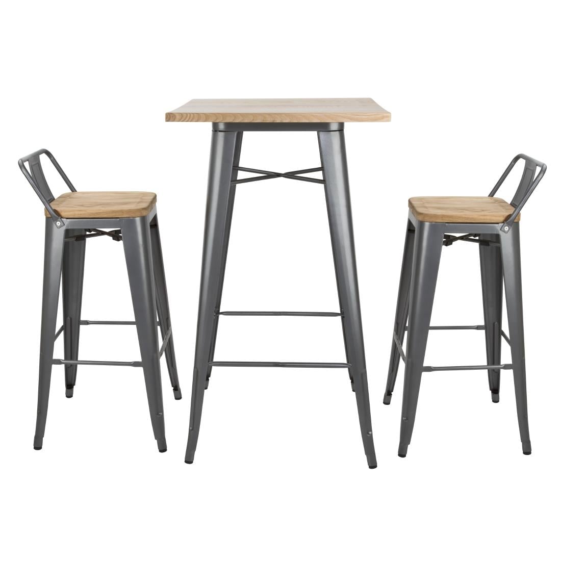 Mange-debout gris avec plateau en bois Bolero Bistro - Bolero - FB596