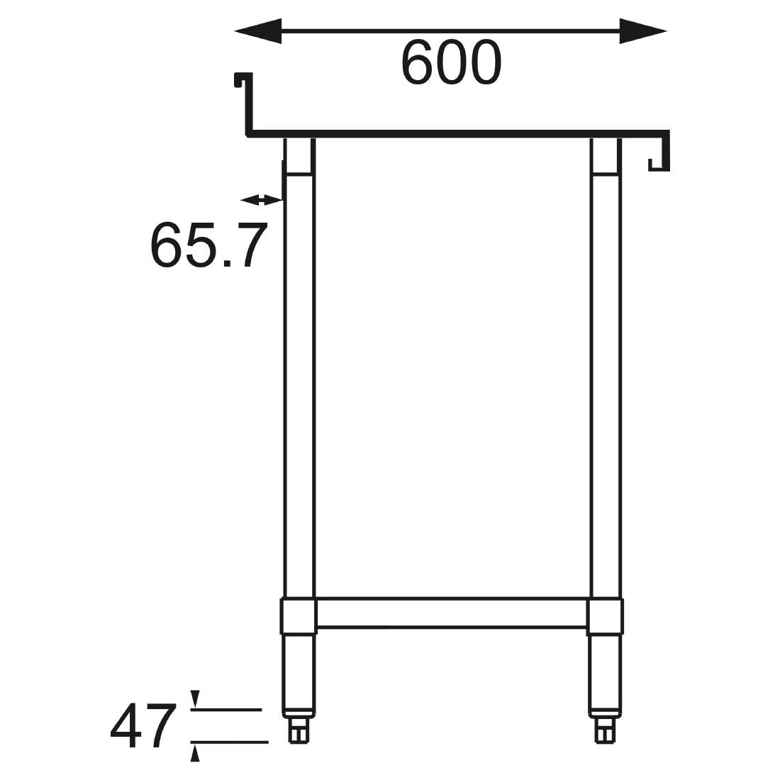 Table de préparation avec rebord en acier inoxydable Vogue 600 x 600mm - Vogue - T379