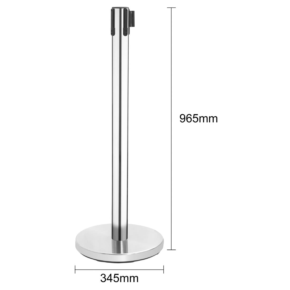 Barrière rétractable en inox poli Bolero sangle noire 3 m (lot de 2) - Bolero - JA341