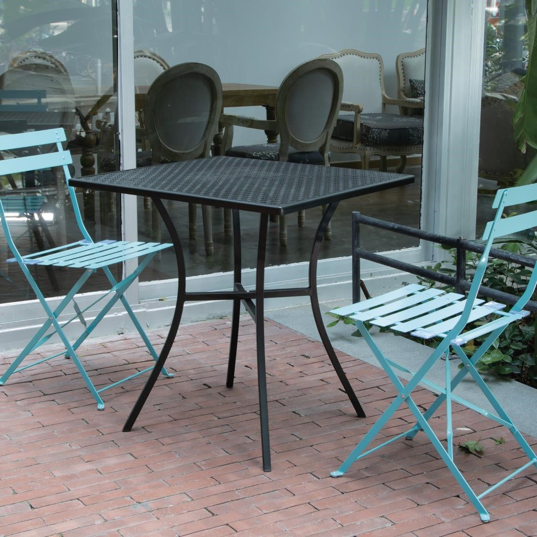 Table bistro carrée en acier ajouré Bolero noire 700mm - Bolero - GG706