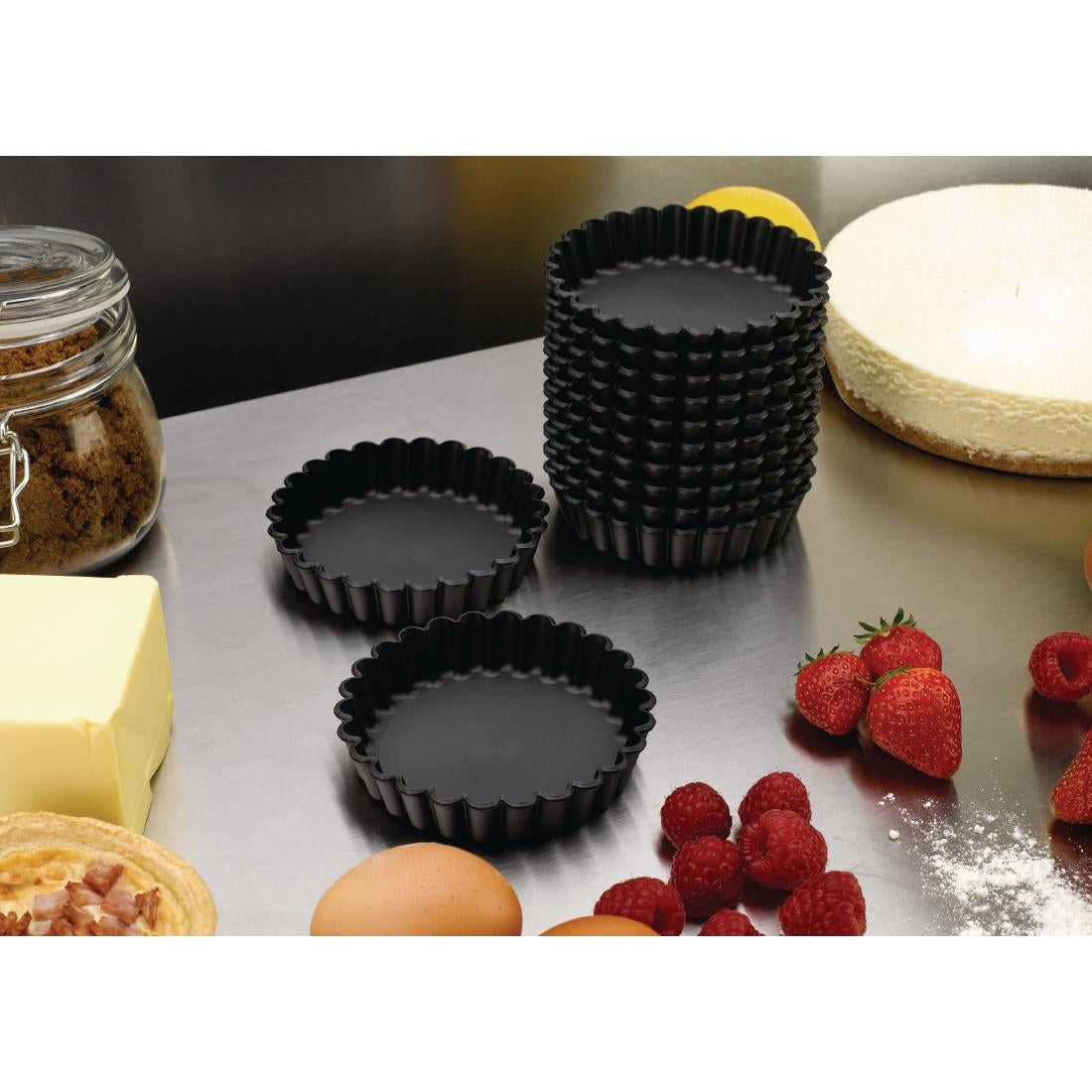 Moules à tartelette ronds cannelés Exoglass Matfer Bourgeat 100mm (lot de 12) - Matfer Bourgeat - DN955