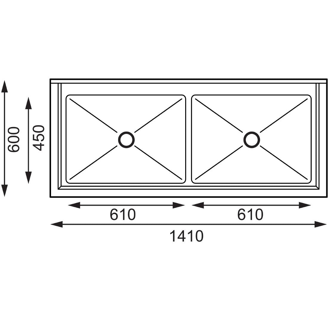 Double évier profond Vogue 1410 x 600mm - Vogue - CF406