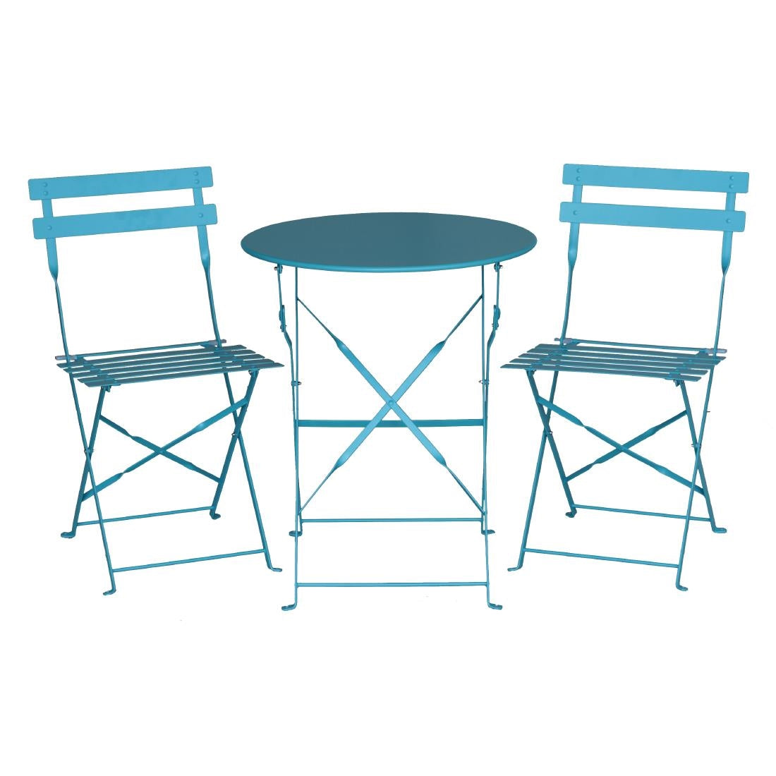 Chaises de terrasse pliantes en acier Bolero bleu turquoise (lot de 2) - Bolero - GK982