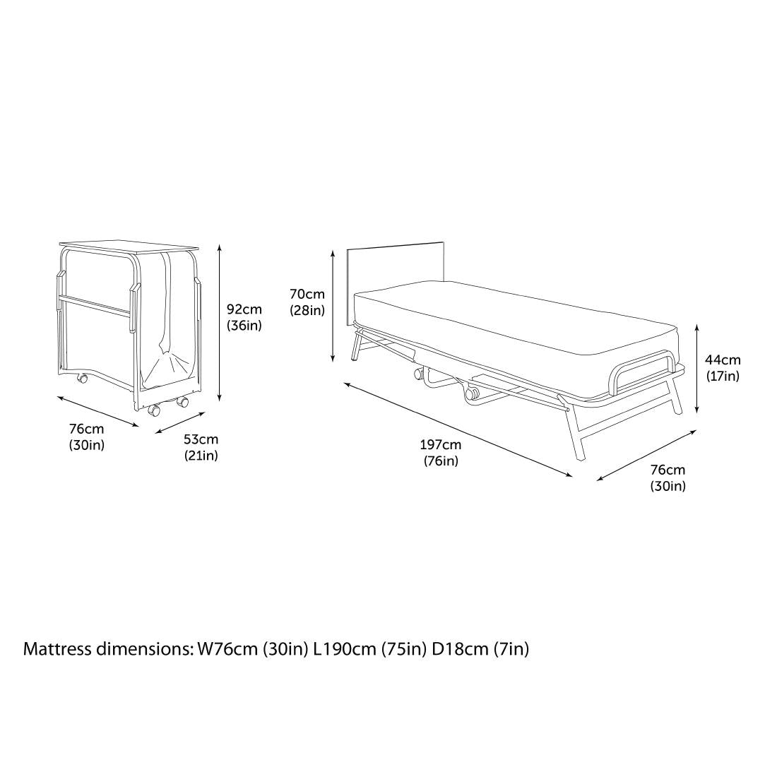 Lit pliant 1 personne avec matelas étanche Jay-Be noir - Jay-Be - GR375
