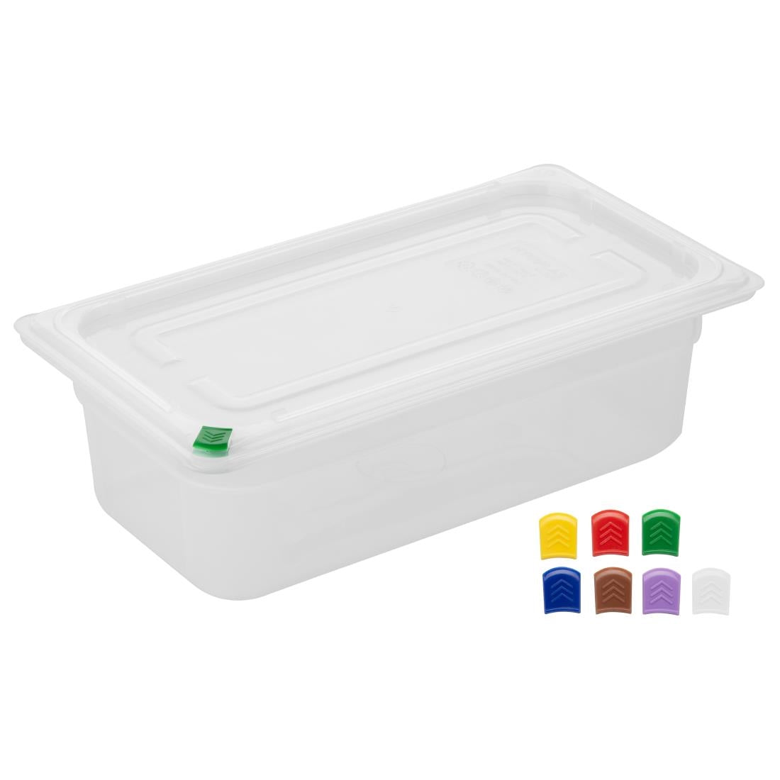 Bacs PP Hygiplas Click GN 1/3 avec couvercles et 7 clips de couleur 100mm 3,6L (lot de 4) - Hygiplas - FZ092