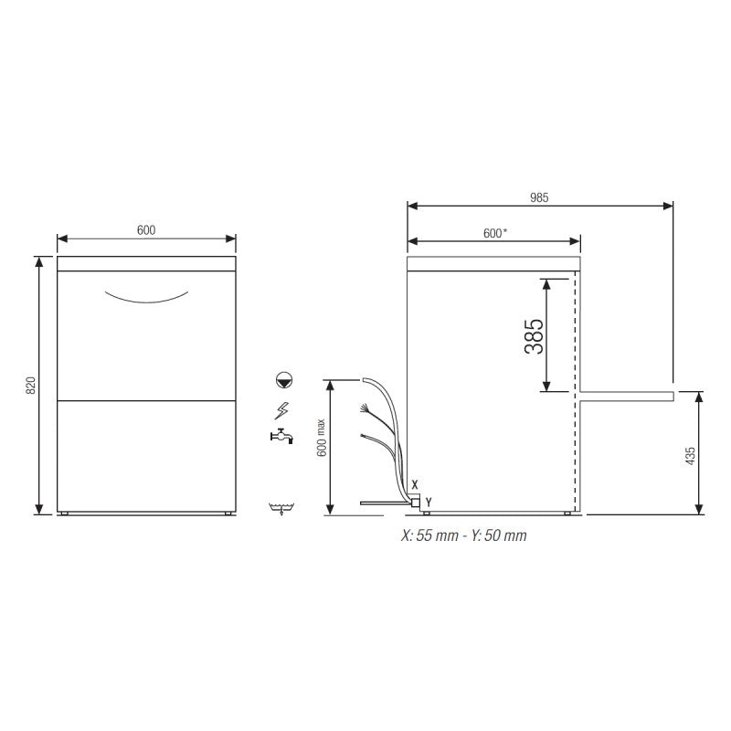 NIAGARA - Lave-vaisselle sans adoucisseur - Panier 500 x 500 mm - Commutable en 230 V - Elettrobar