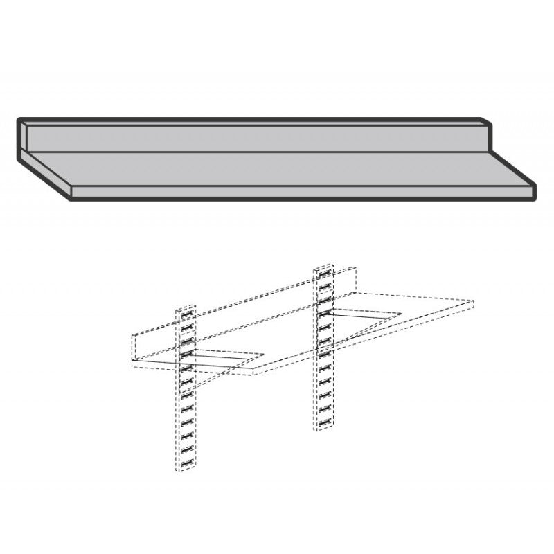 Etagère murale pleine en inox - Profondeur 400 mm - Longueur 1200 mm - Nosem