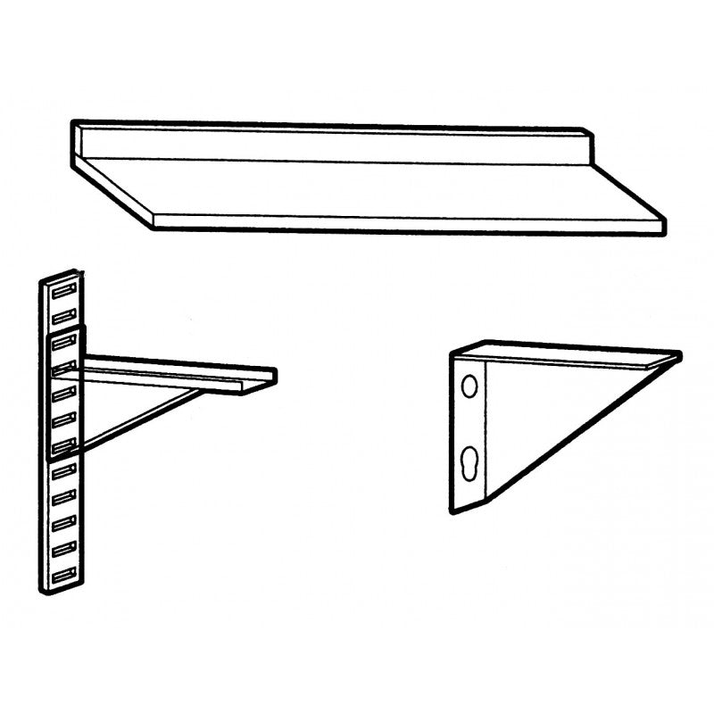Etagère murale pleine en inox - Profondeur 400 mm - Longueur 1800 mm - Nosem