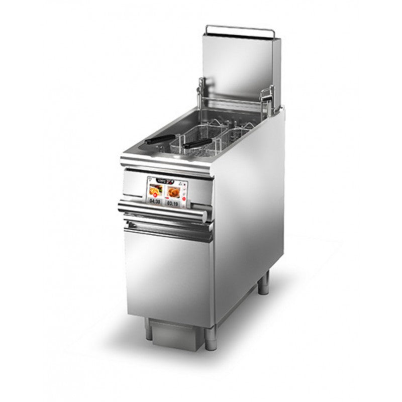 Friteuse gaz monobloc - Filtrage de l’huile + levage paniers - 23 L - EVO - Gamme QUEEN 900 - Baron