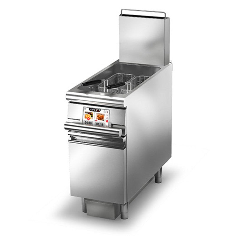 Friteuse gaz monobloc - Filtrage huile - 23 L - EVO - Largeur 400 mm - Gamme QUEEN 900 - Baron