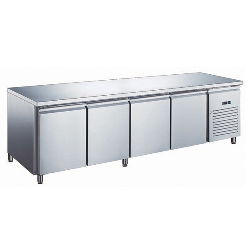 Table réfrigérée inox négative avec évaporateur ventilé - 4 portes - 553 litres - Sans dosseret - Furnotel