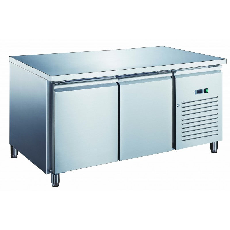Table réfrigérée inox positive avec évaporateur ventilé - 2 portes - 390 litres - Sans dosseret - Furnotel