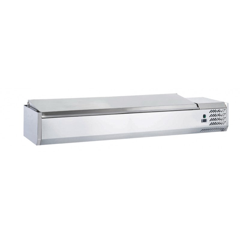 Vitrine positive couvercle inox pour 5 bacs GN 1/4 - 110 W - Furnotel