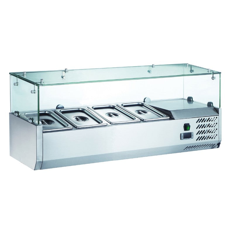 Vitrine positive vitrage droit pour 10 bacs GN 1/4 - 110 W - Furnotel