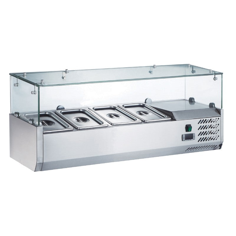 Vitrine positive vitrage droit pour 5 bacs GN 1/4 - 110 W - Furnotel