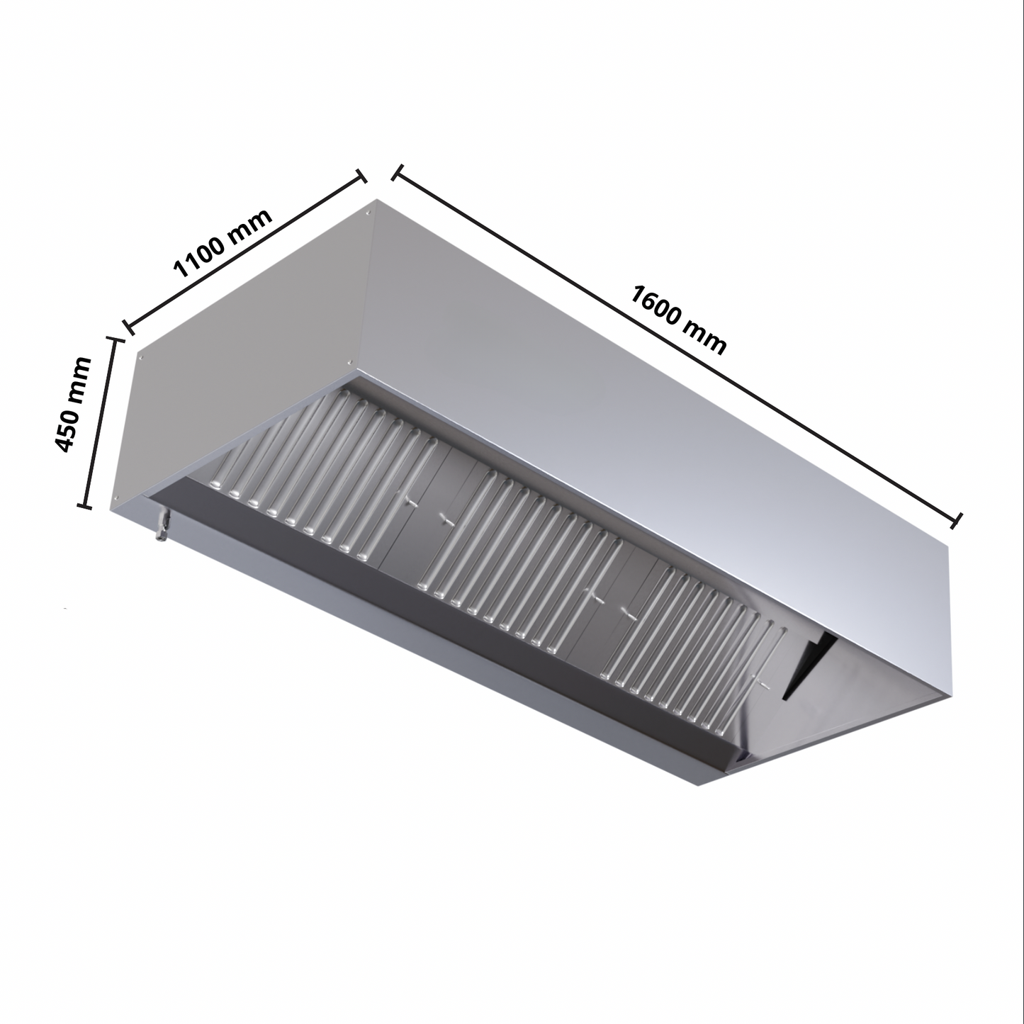 Hotte Cubique 1100 avec Led et Sans Moteur - Longueur 1600 - vue 10