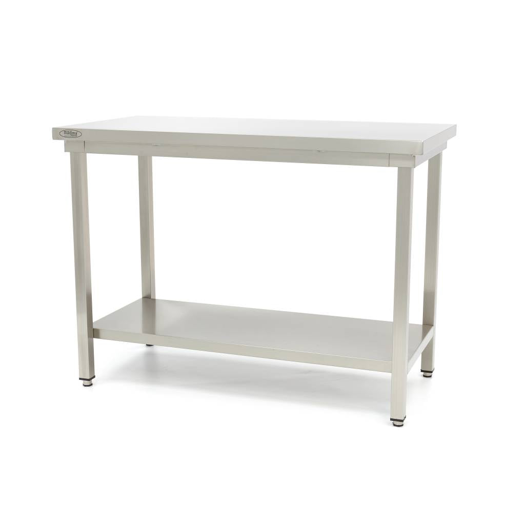 Table en acier inoxydable - 60 x 60 cm - hauteur réglable - avec étagère de rangement