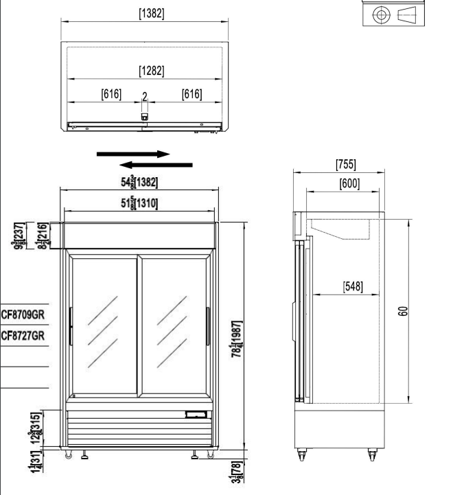 Armoire à Boissons Positive 2 Portes Coulissantes Vitrées - Gamme Américaine