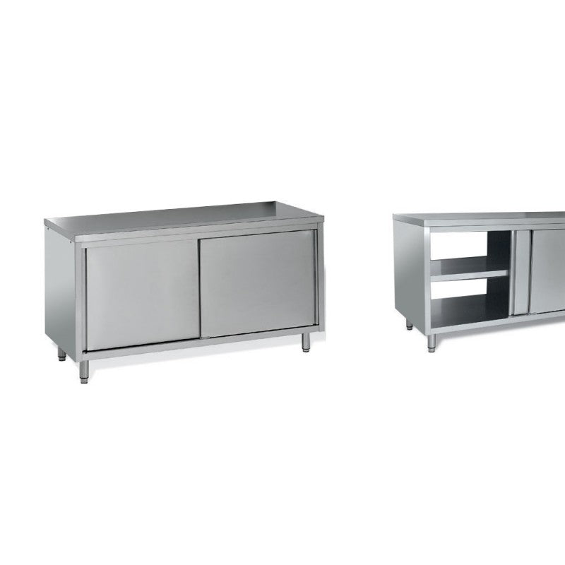 Meuble de rangement inox profondeur 700 mm - Longueur 1800 mm - Central simple face - Nosem