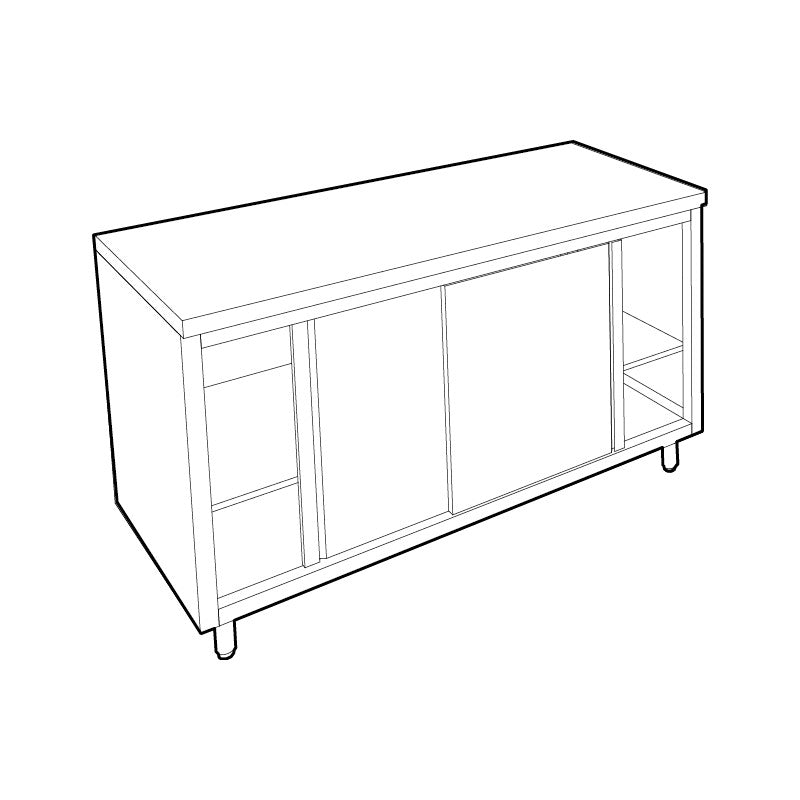 Meuble de rangement inox profondeur 700 mm - Longueur 1800 mm - Central simple face - Nosem